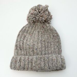 J. Crew Speckled Gray Knit Pom-Pom Hat